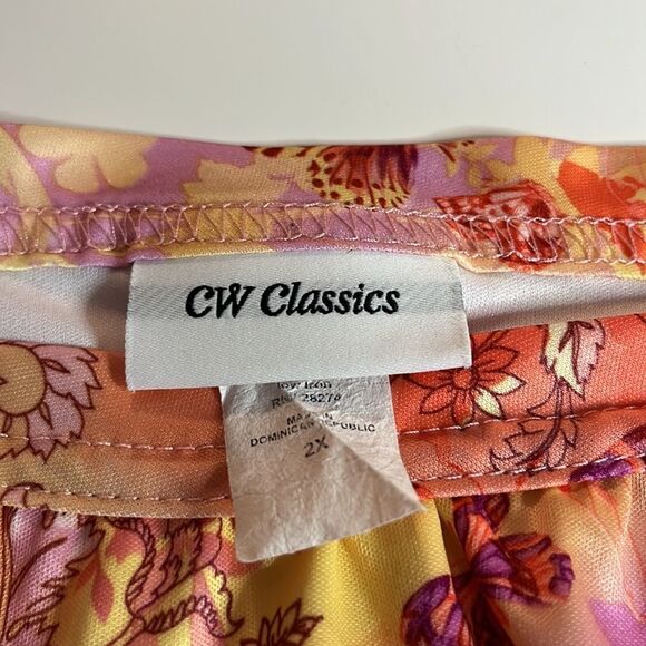 Cw Classics pink & orange bra top sleeveless square neck silky fabric plus size - Picture 9 of 12